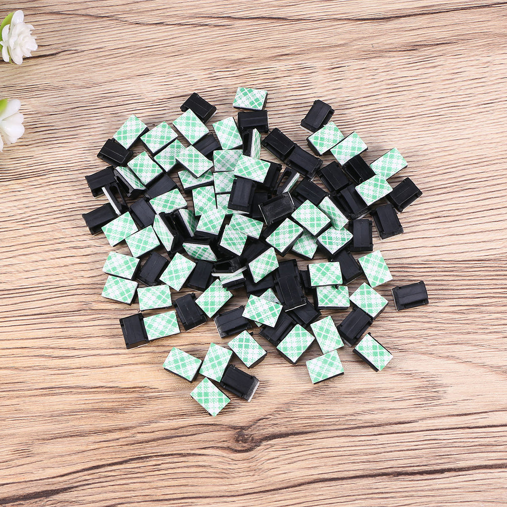 100pcs Black Adhesive Cable Clips Wire Cord Holders X3611