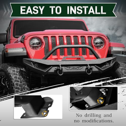 Front Bumper with LED Lights, 2 x D-Rings, Winch Plate U257456