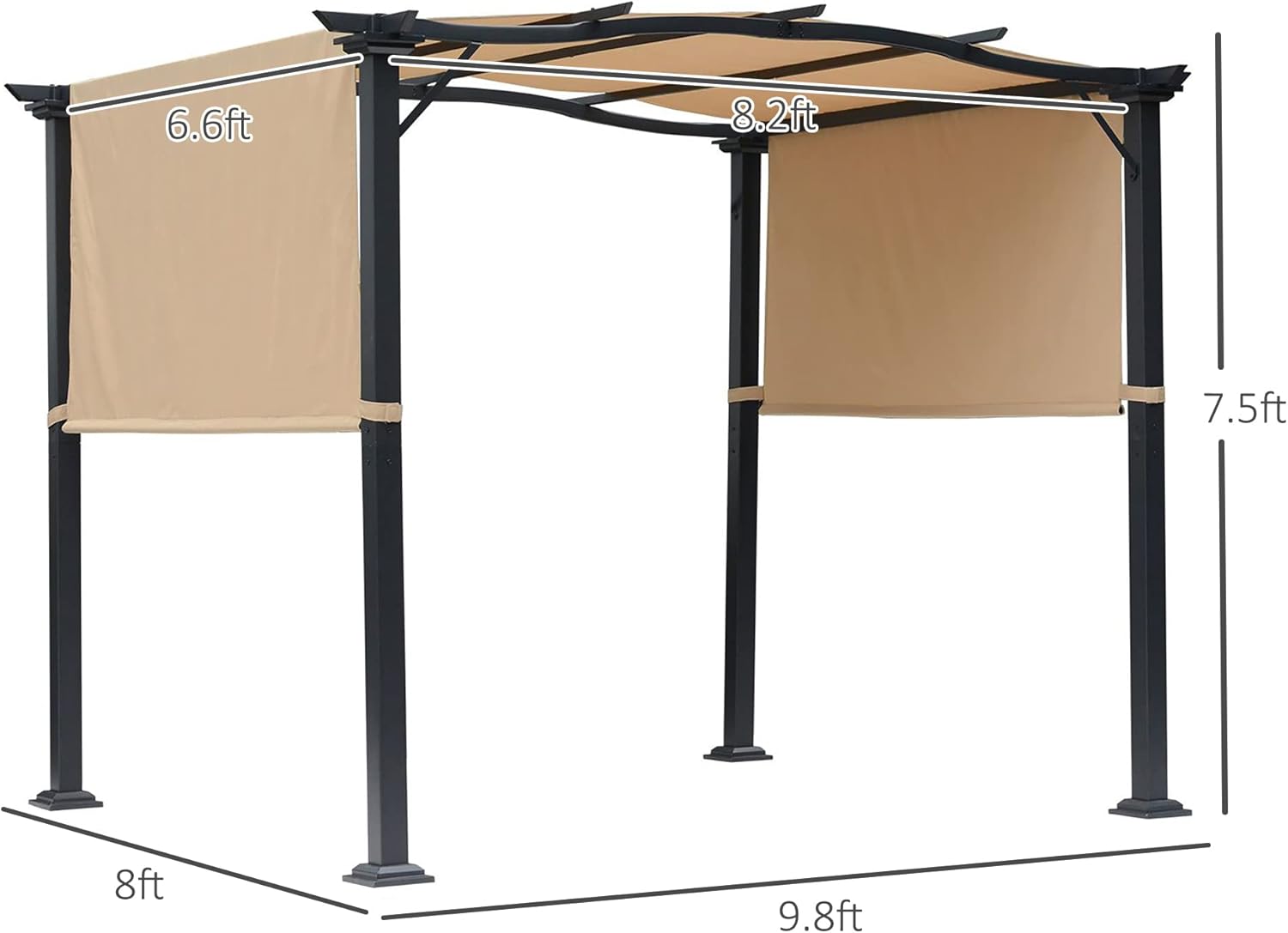 8' x 10' Retractable Canopy Steel Frame Polyester Fabric Gazebo E175