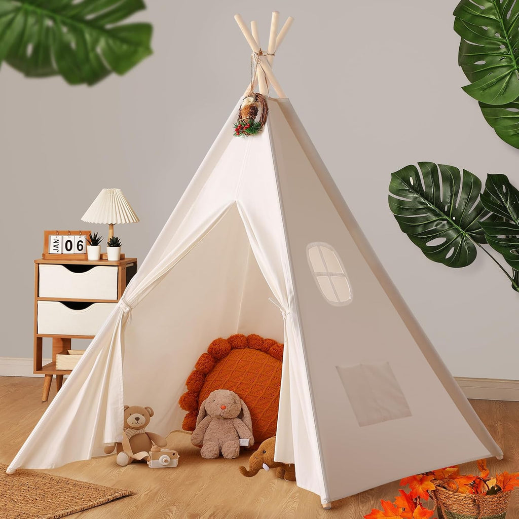 Natural Canvas Teepee Play Tent with Carry Case N151
