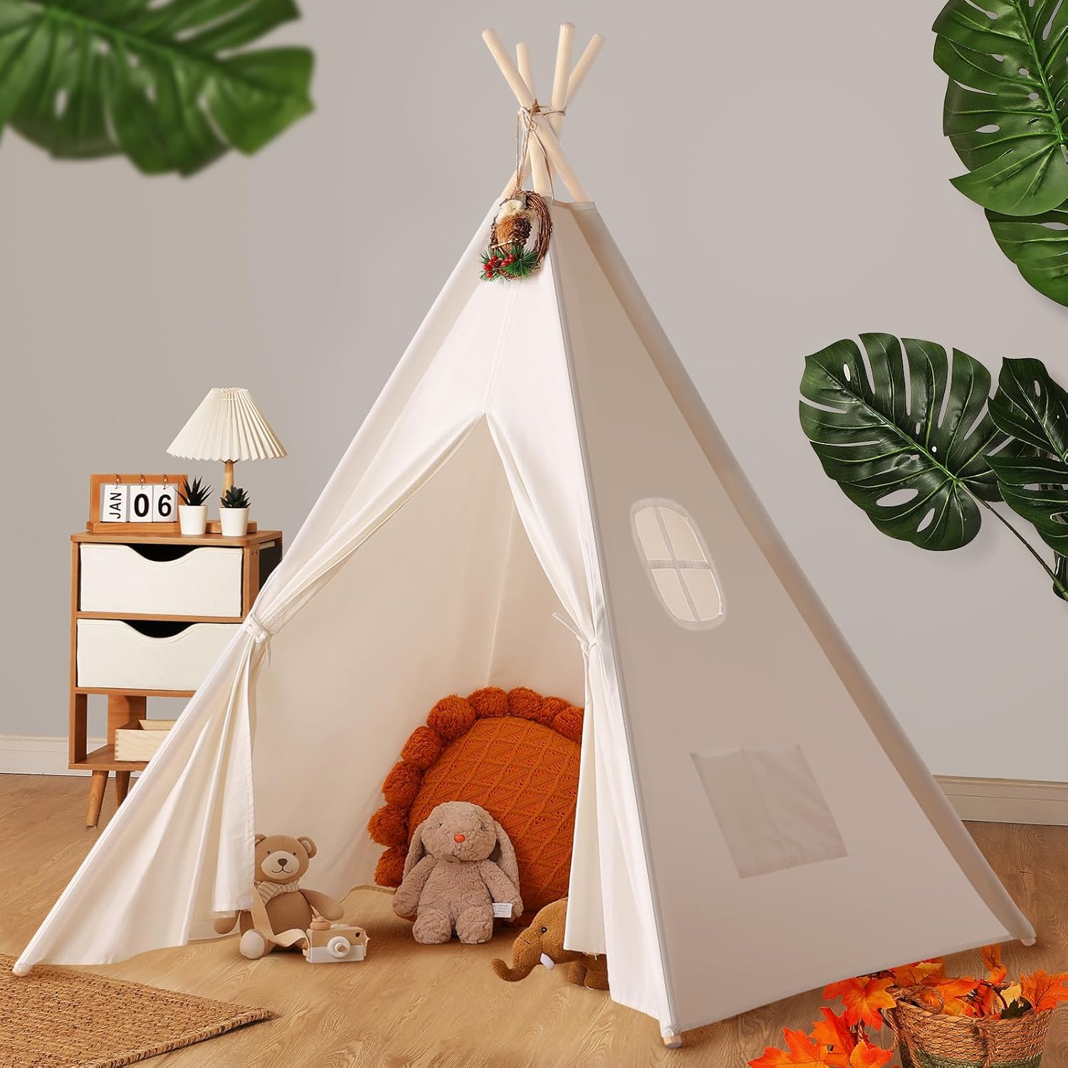 Natural Canvas Teepee Play Tent with Carry Case N151