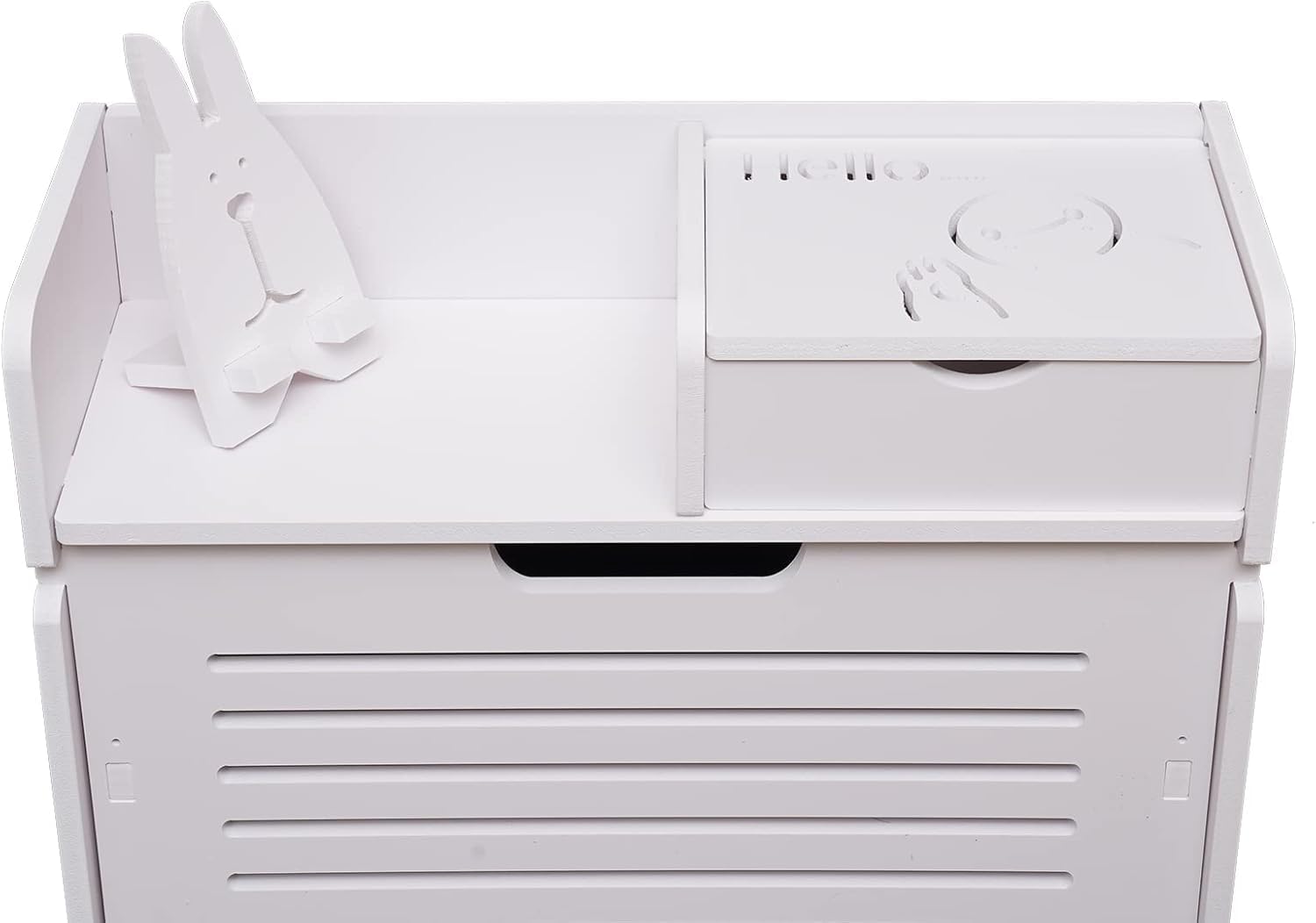 White Wood Look 2 Flip Drawers Freestanding Shoe Storage Cabinet O670