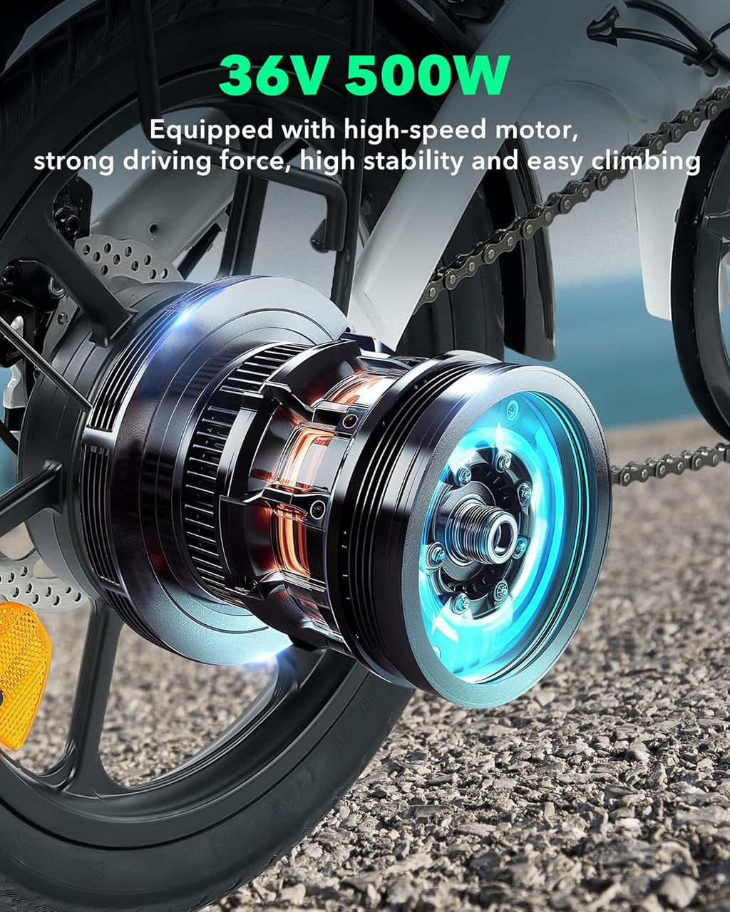 16" Foldable Electric Bike, 500W, 19 MPH, 45 Miles L9144