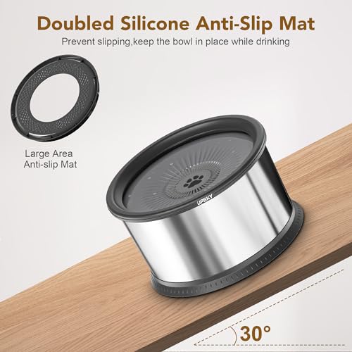 6.5L Stainless Steel No Spill Dog Water Bowl with Anti-Slip Mat P774399