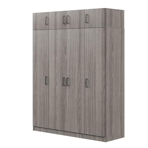 White 3-Door Wardrobe with 2 Drawers and Top Cabinet Y996