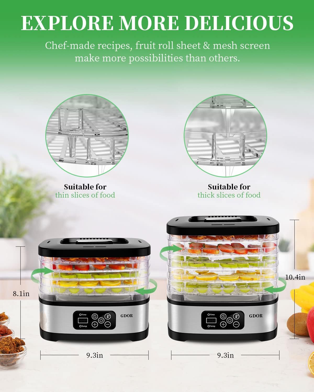 5-Tray Food Dehydrator with Adjustable Temperature & 72H Timer A471