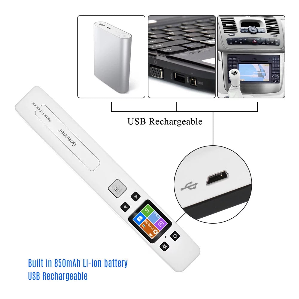 Portable Wand Document Scanner A4 Size LCD Display A959116
