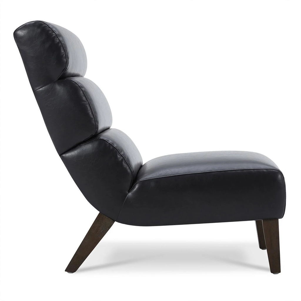 Black Faux Leather Armless Accent Chair E615