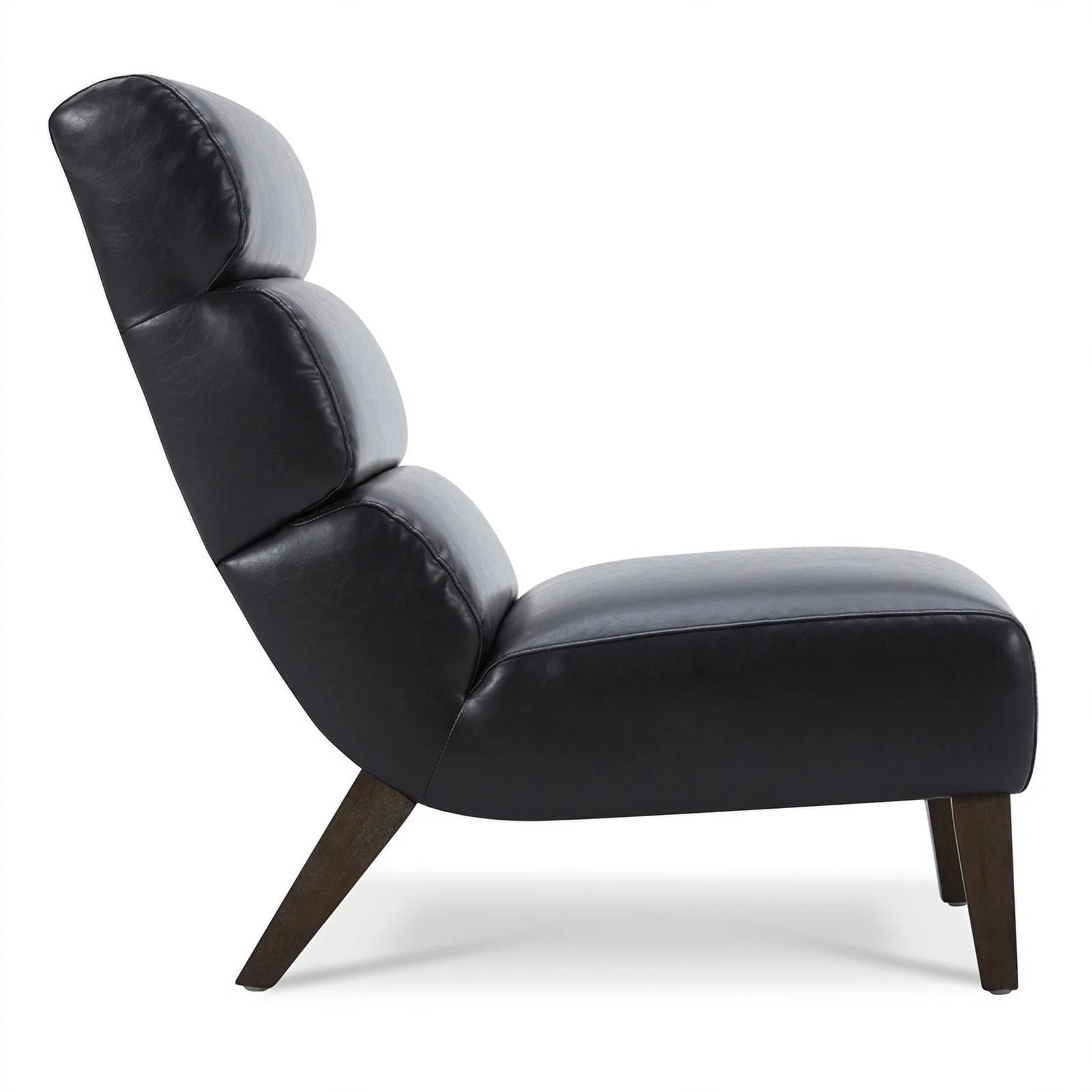 Black Faux Leather Armless Accent Chair E615