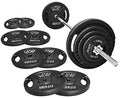 95-Pound Cast Iron Standard Weight Plates Set with 5FT Standard Barbell and Star Locks J736491