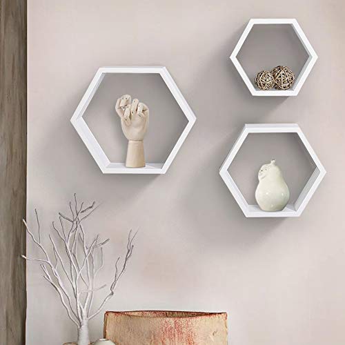 Set of 3 Black Hexagon Floating Shelves C940522