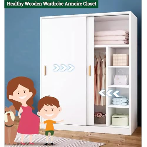 Natural Tall Wood Armoire Wardrobe with Sliding Door D1924