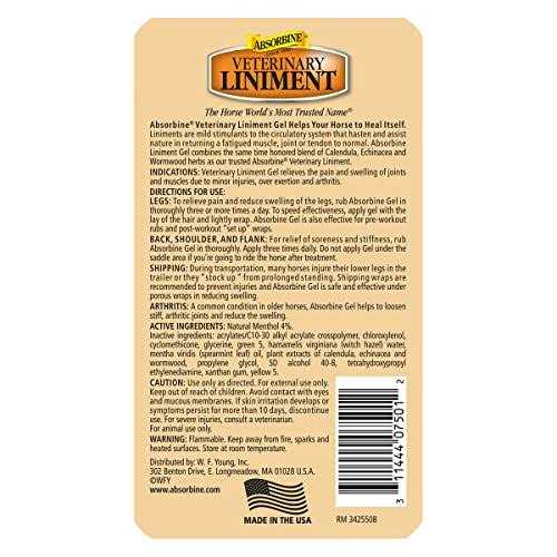 Absorbine Veterinary Liniment Gel Topical Menthol Analgesic Rub K7349