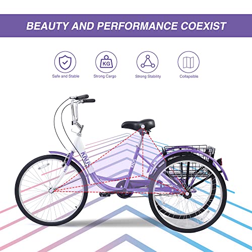 24/26 inch 3 Wheel Adult Tricycle with Large Basket G11410