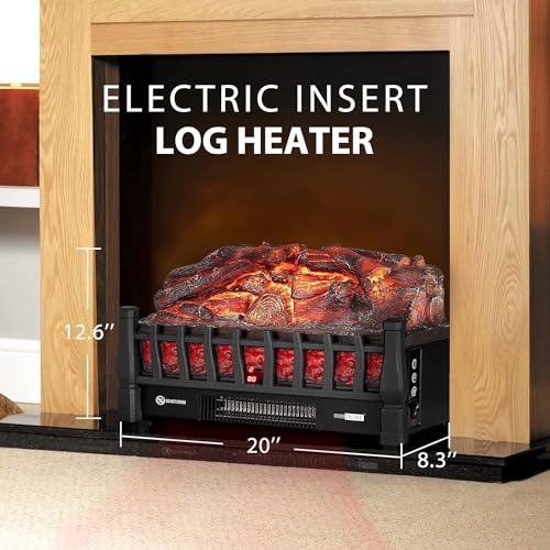 23 Inch 120V 1400W Portable Electric Fireplace Insert Log Heater Black U349