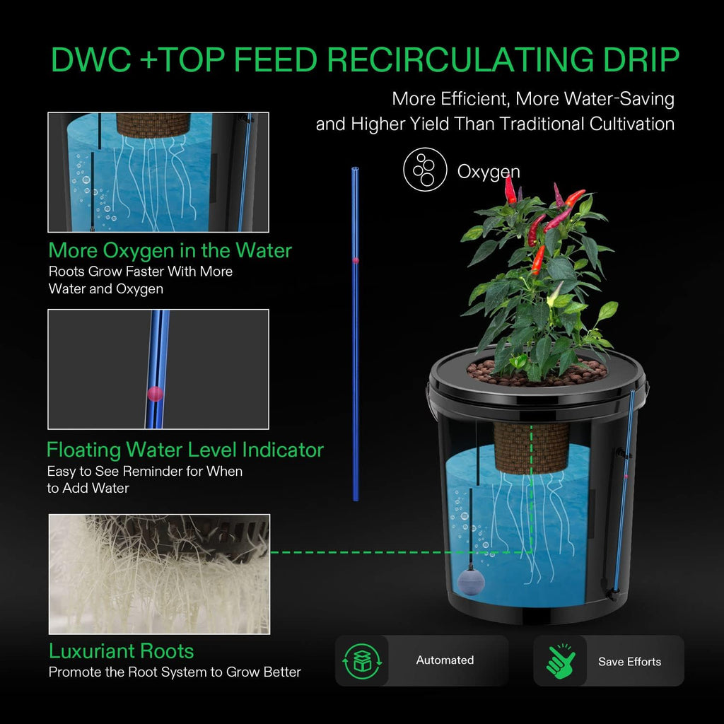 5-Gallon Deep Water Culture Hydroponics Grow System Y568831
