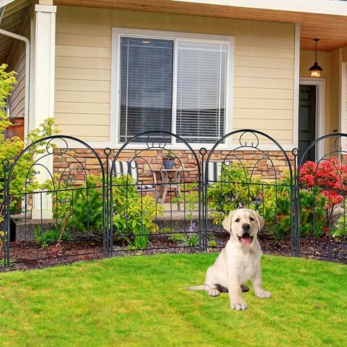 Black Rustproof Metal Garden Fence Border 10 Panels J180801