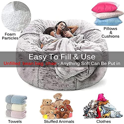 7ft Soft Fluffy Gigantic Fur Bean Bag Chair Cover H40186