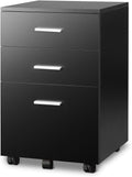 Black 3 Drawer Wood Mobile File Cabinet H895738