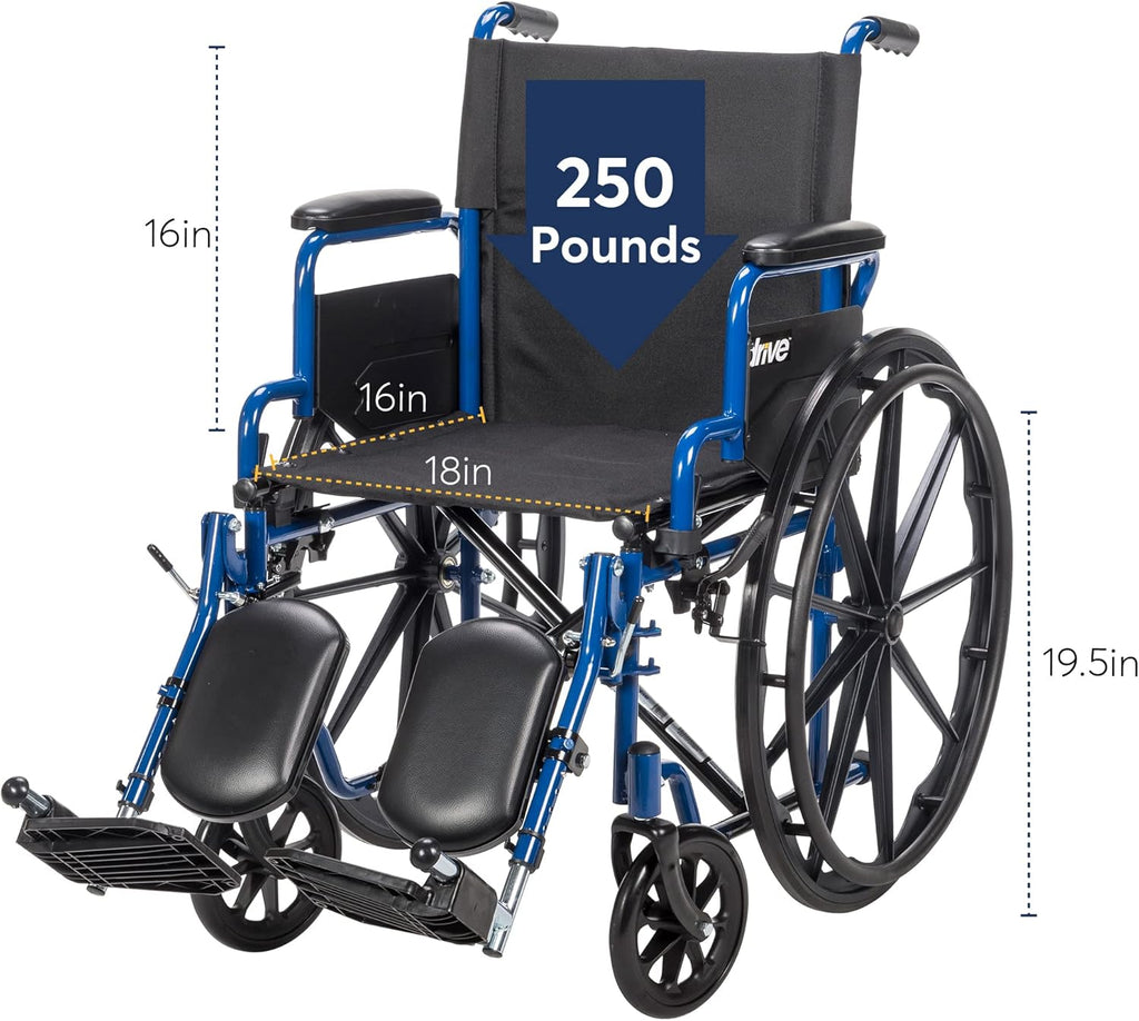 Lightweight Wheelchair with Swing-Away Elevating Leg Rests and Flip-Back Arms E3287