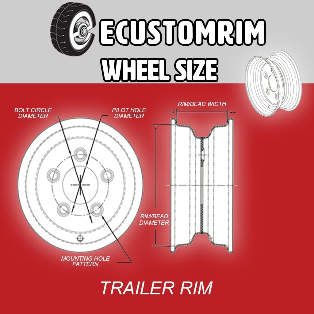 2-Pack Aluminum Trailer Wheels 12X4 12 Inch Rim Black Machined 5 Lug L889809