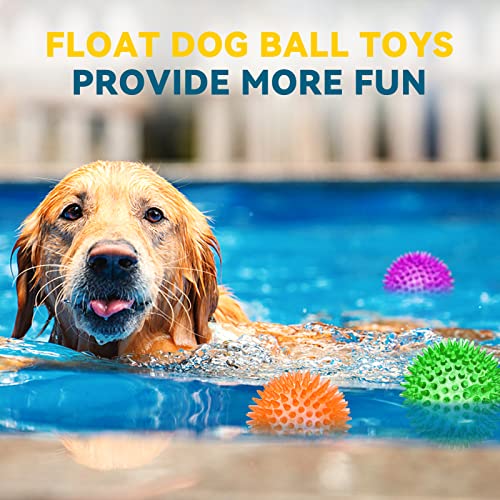 4.5'' Squeaky Dog Toy Balls, Spiky Dog Balls, Durable Puppy Chew Toys, BPA Free Non-Toxic (Purple) A5847