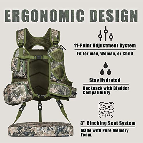 Adjustable Turkey Hunting Vest with Seat Cushion X2673