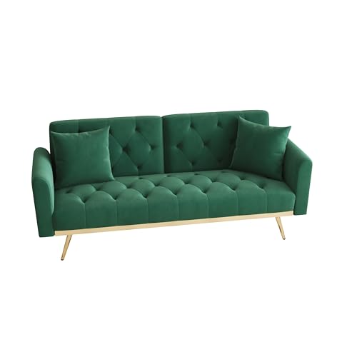 Green Velvet Convertible Sofa Bed S9056