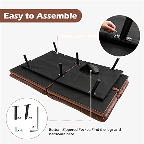 Brown Memory Foam Convertible Futon Sofa Bed with Adjustable Armrest X543391