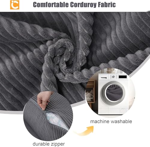 Folding Sofa Bed Corduroy Dark Grey Twin E60542
