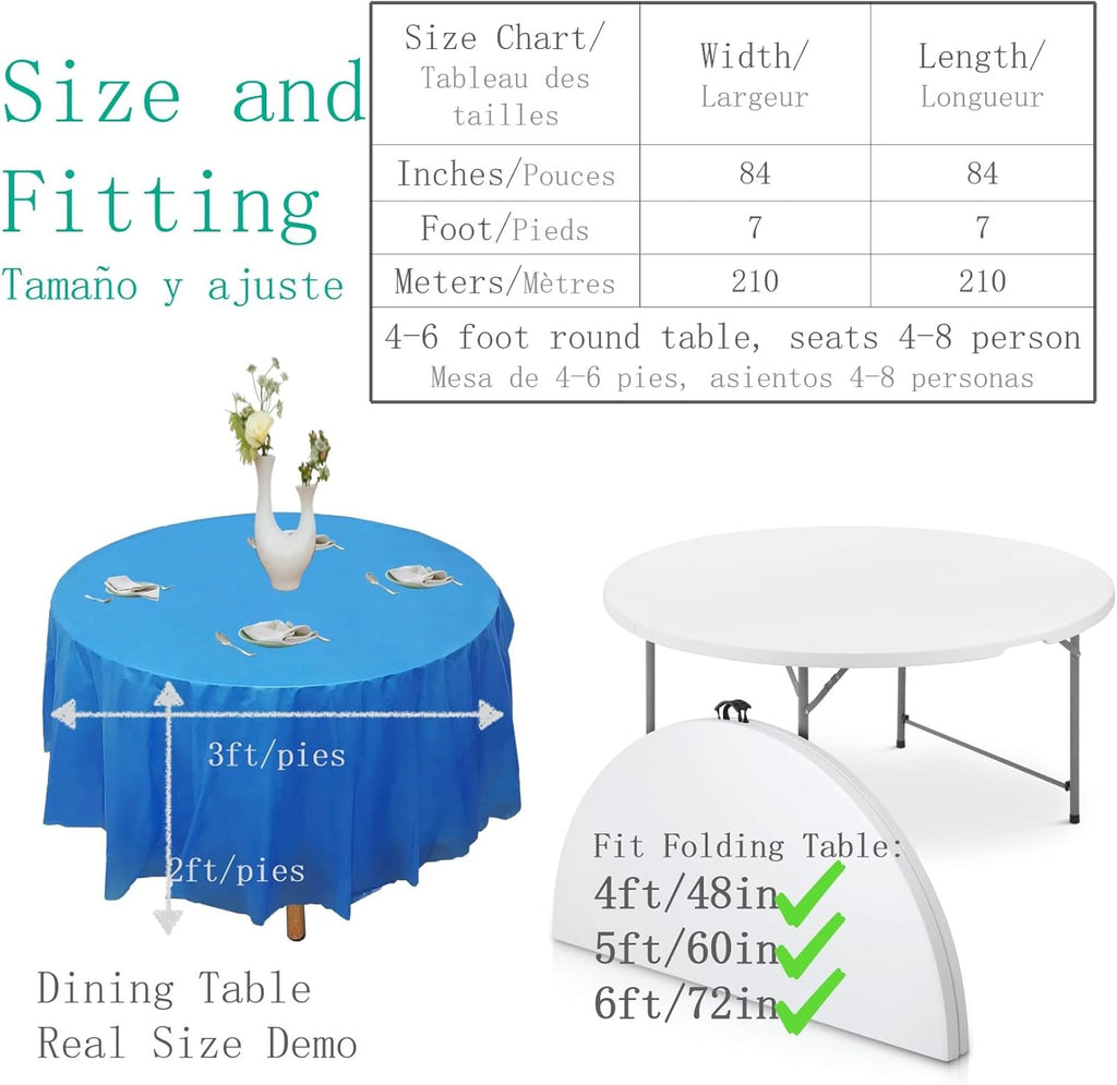 12pk Plastic Round Table Cover, 84'' Diameter, Royal Blue O77234