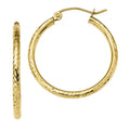 10 Karat Yellow Gold Diamond-cut 2mm Round Tube Hoop Earrings Y807