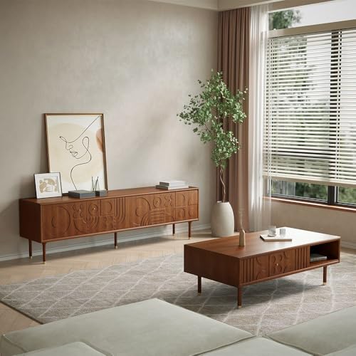 Walnut Wood TV Stand with Storage, 70.87" H467387