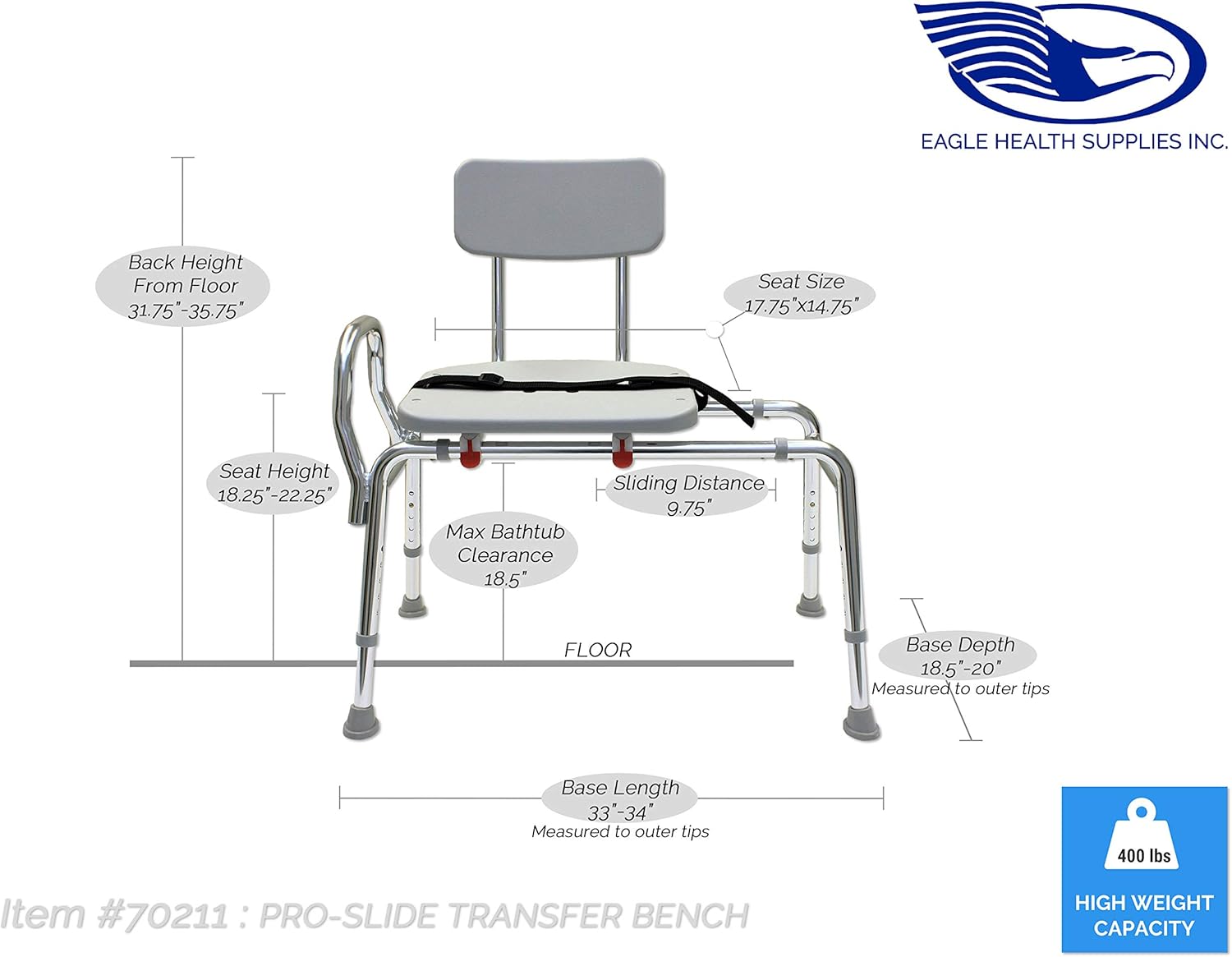 Bathtub Transfer Bench and Sliding Shower Chair P538558