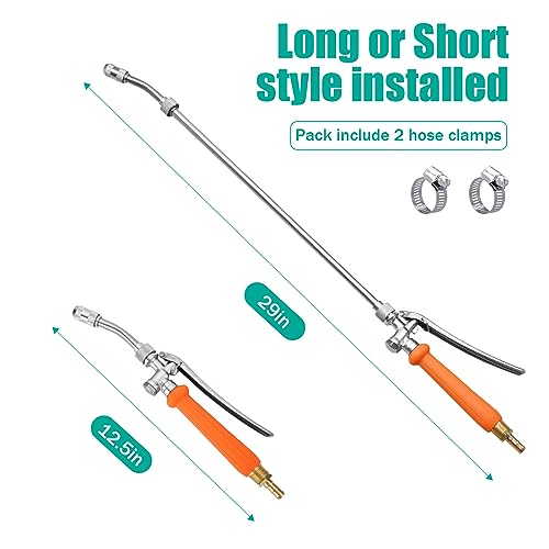 All Metal Replacement Sprayer Wand with Shut off Valve & 2 Hose Clamps O981