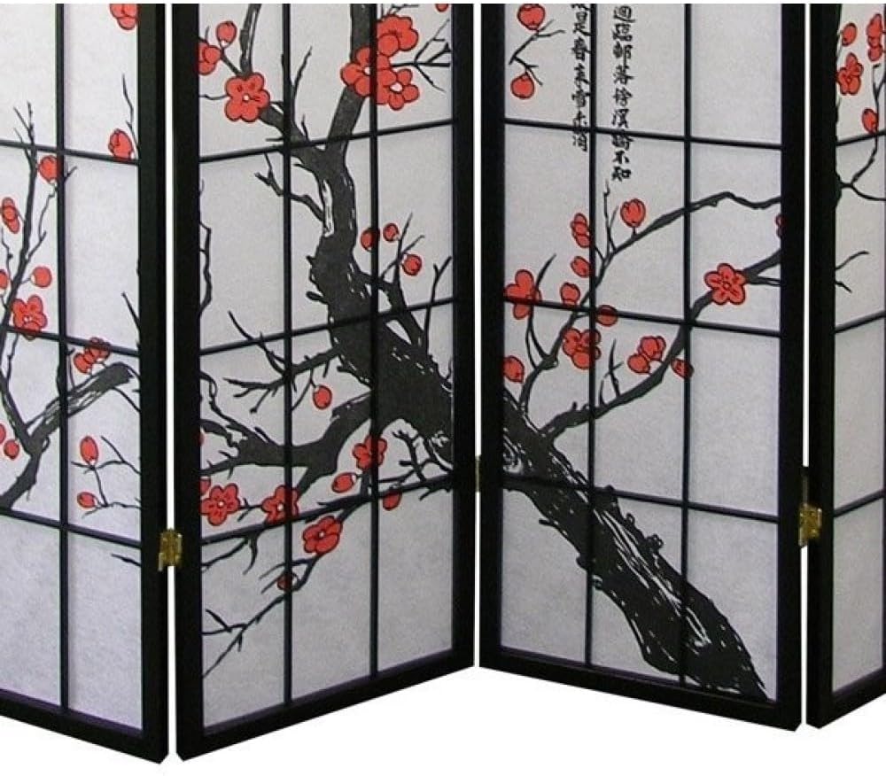 4-Panel Folding Shoji Screen Room Divider J935744