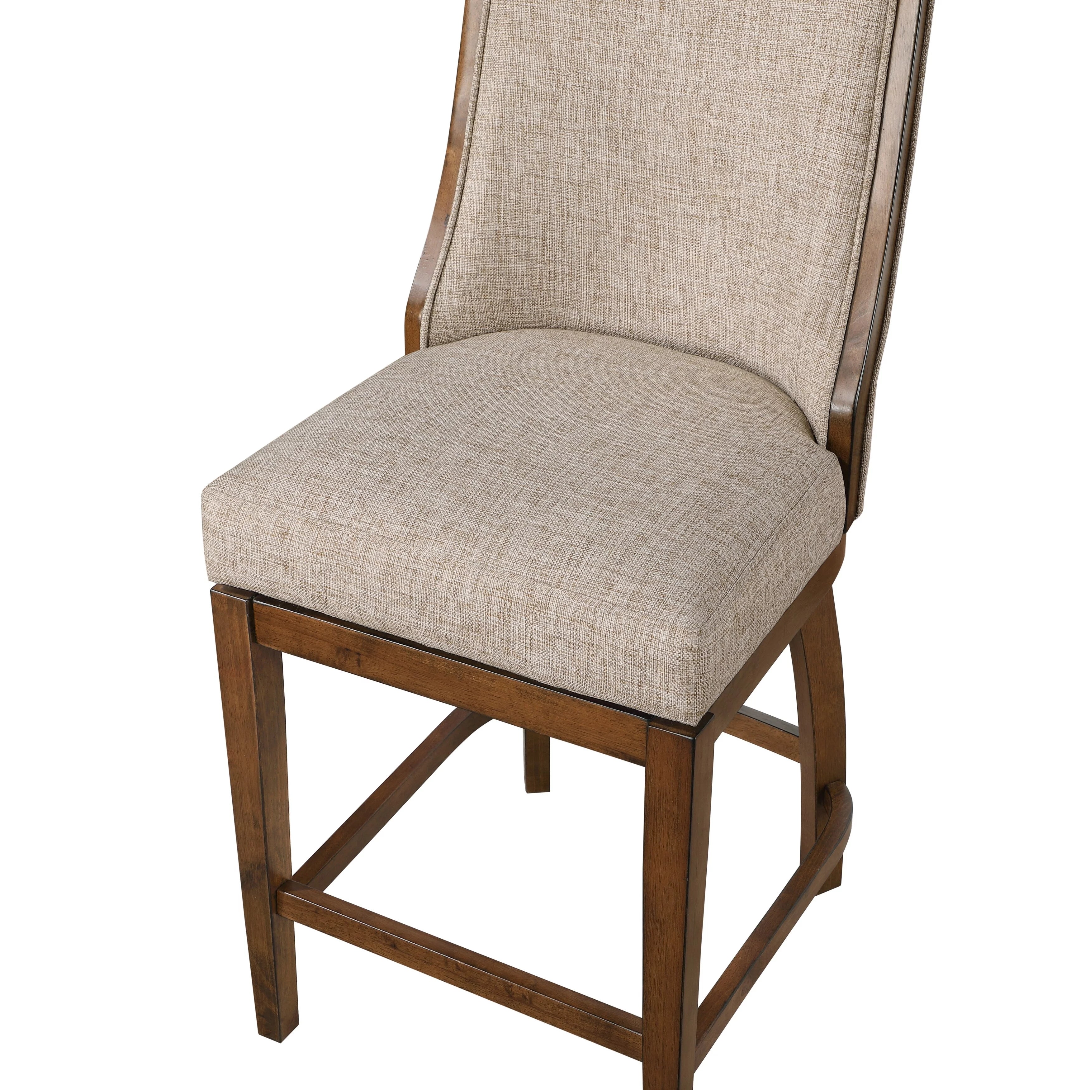 24" Linen Upholstered Swivel Barstool K415