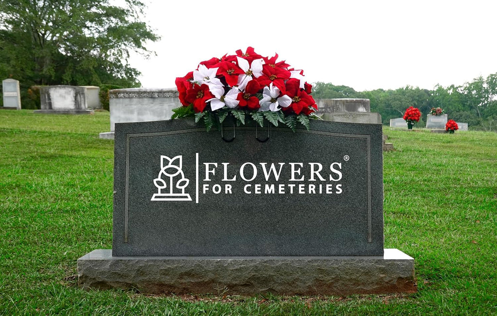 Red and White Artificial Poinsettias Saddle F49499