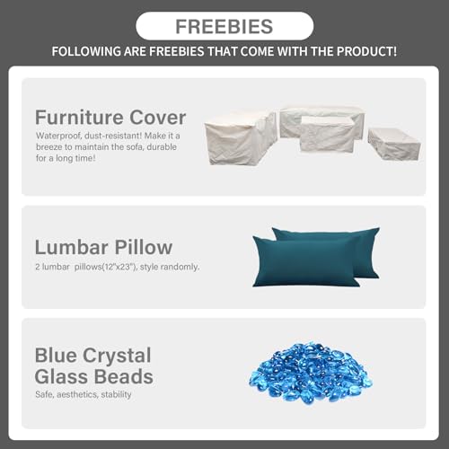 6 Piece HDPE Wicker Patio Conversation Sofa Set with Grey Cushions N65525