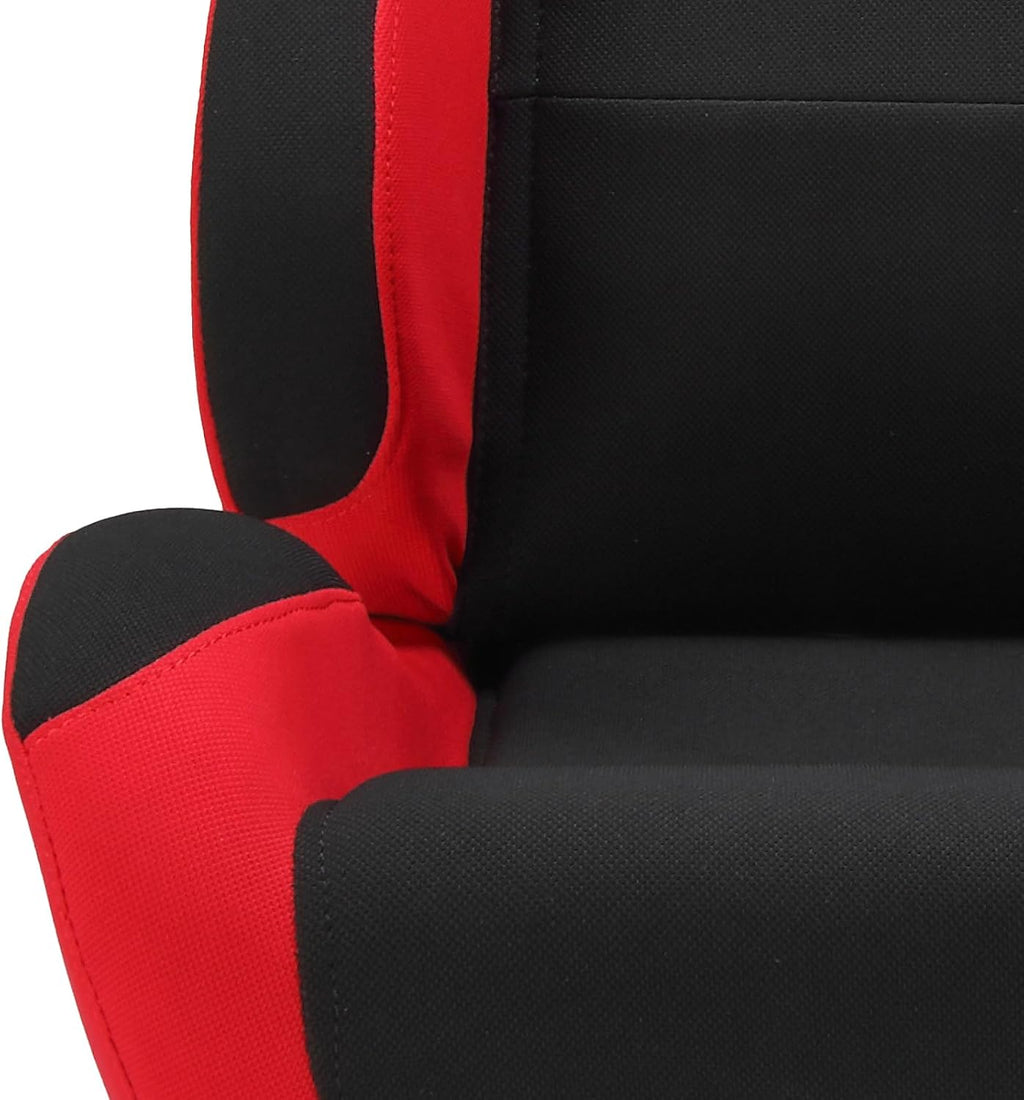 2Pcs Universal Fully Reclinable Nylon Racing Seats Double Slide Black and Red B2847