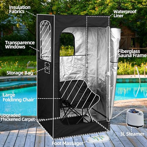 Navy Blue Portable Steam Sauna with Chair S7956