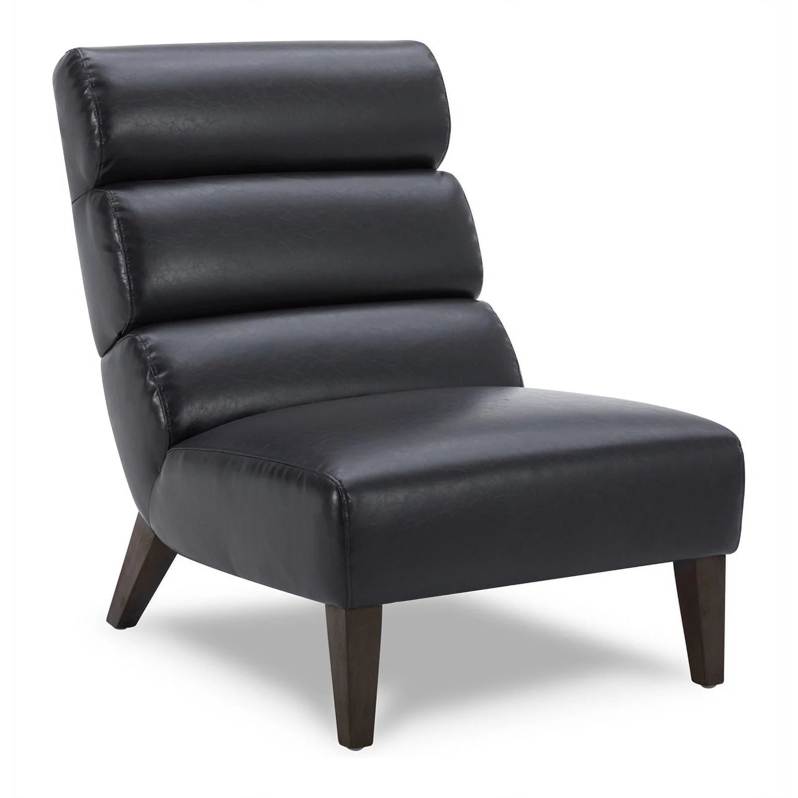 Black Faux Leather Armless Accent Chair E615