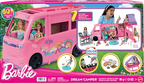 Dream Camper Playset with Roof Tent, Swing Chair, Fishing Pond, BBQ Grill & 60+ Accessories E858