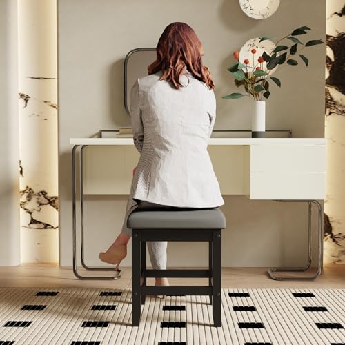 White Vanity Stool with Storage F374