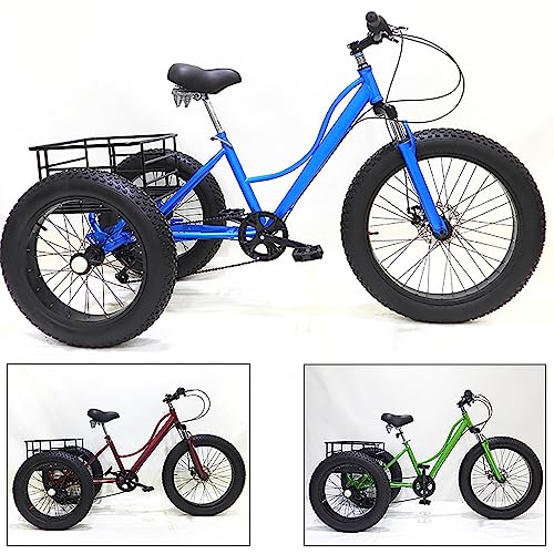 24 inch 7 Speed Fat Tire 3 Wheel Adult Tricycle with Large Basket P203