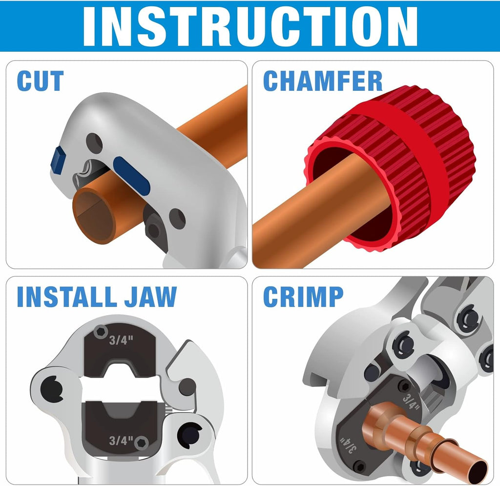 Copper Tubing Press Tool for 1/2'', 3/4'', 1'' Copper Fittings C61122