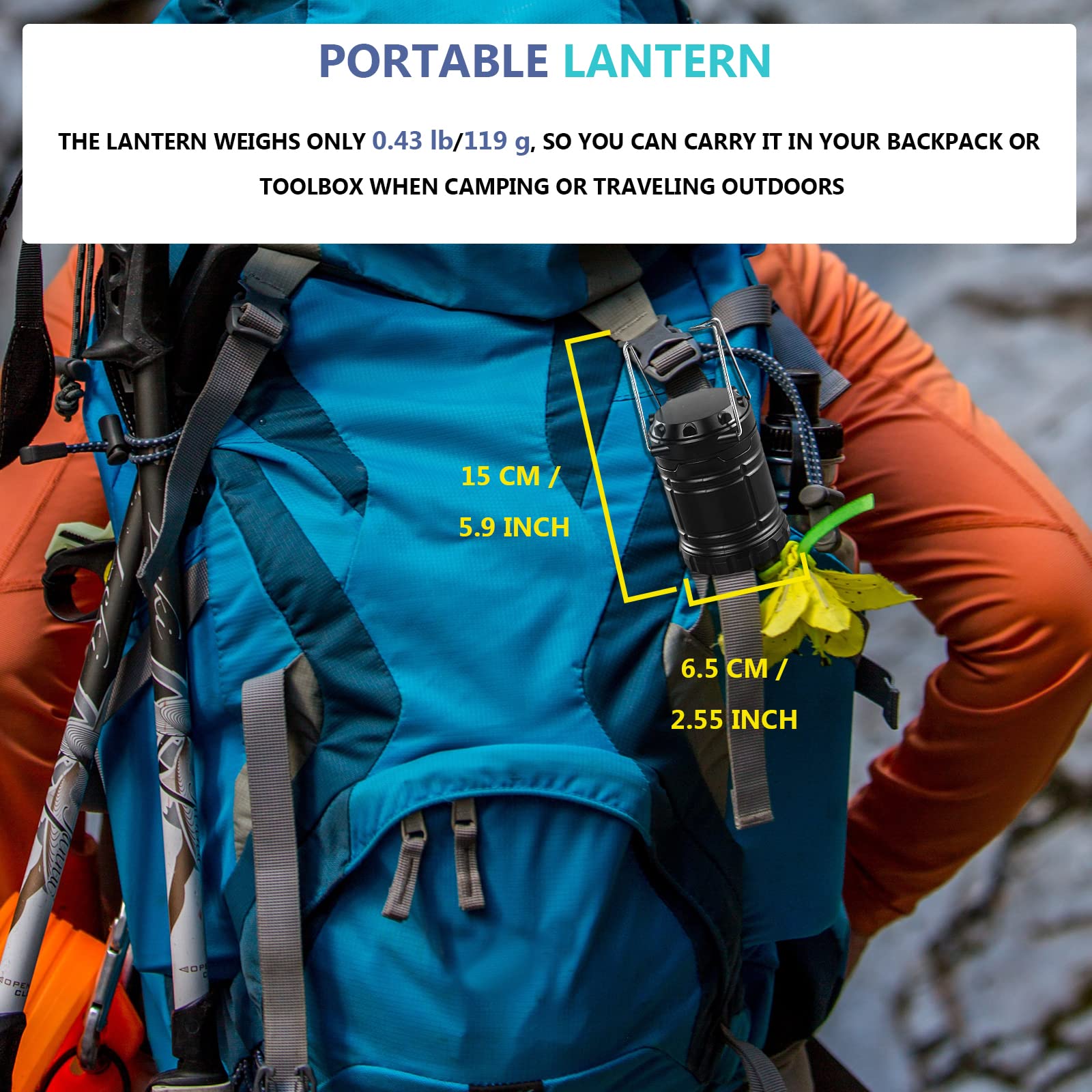4 Pack Camping Lantern with 30 LED Bulbs and COB Flashlight U126674