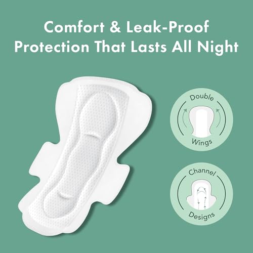 Organic Cotton Cover Pads, Regular Absorbency, Unscented, Ultra Thin Pads with Wings, 56 Total A26904