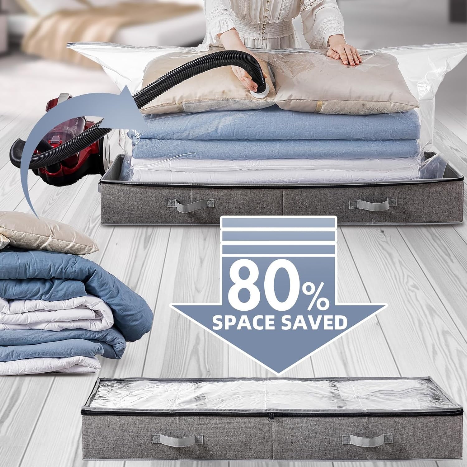 Under Bed Storage Box for Quilts Pillow Blankets Linen 41" x 17.7" x 6" X28805