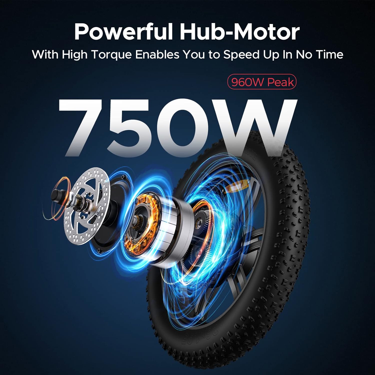 Electric Bike with 20 * 4.0" Fat Tire, 48V13Ah Battery, 7-Speed Gear, Front Suspension (Black) G92900